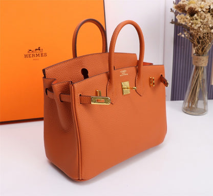 Classic Orange Hermes Birkin Handbag With Gold Hardware 5535