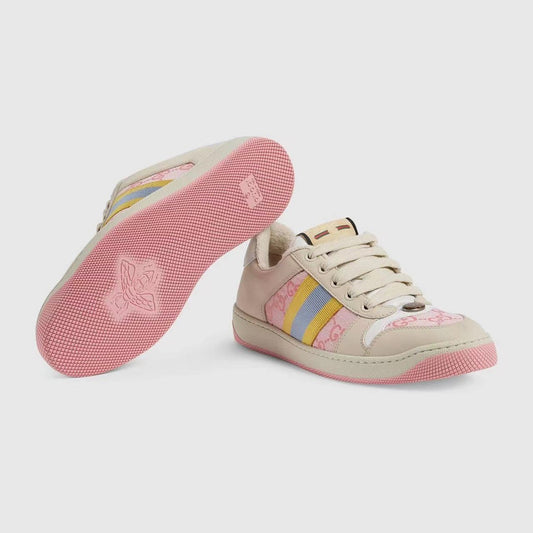 Gucci Unisex Sneakers With Pastel Stripes And GG Monogram Details