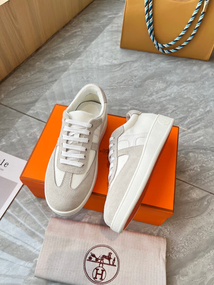 Hermes Women's Sneakers Iconic H Logo Leather Casual Fashion Shoes