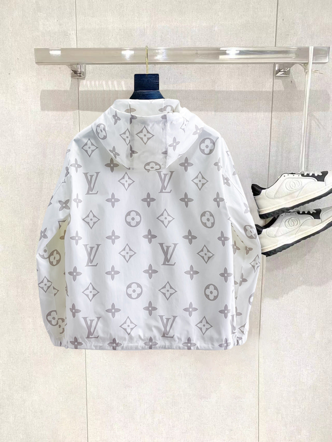 Louis Vuitton Monogram Print Hooded Windbreaker with Zip-Front
