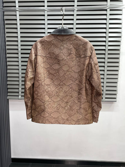 Louis Vuitton Snakeskin Pattern Jacket with Contrast Collar