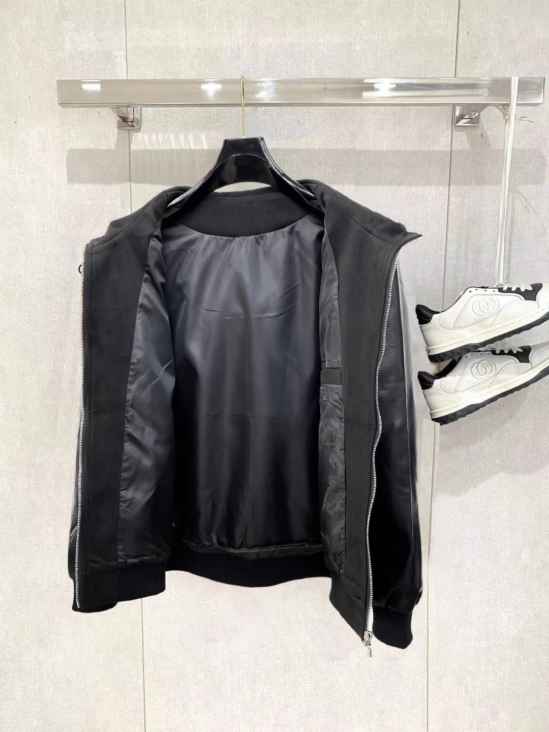 Louis Vuitton Men's Embossed Monogram Hooded Zip-Up Jacket with Contrast Sleeves