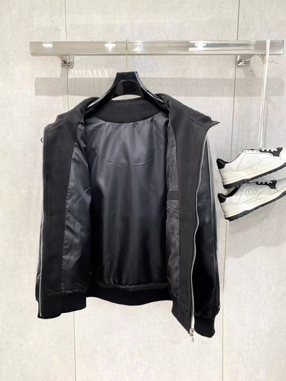 Louis Vuitton Men's Embossed Monogram Hooded Zip-Up Jacket with Contrast Sleeves