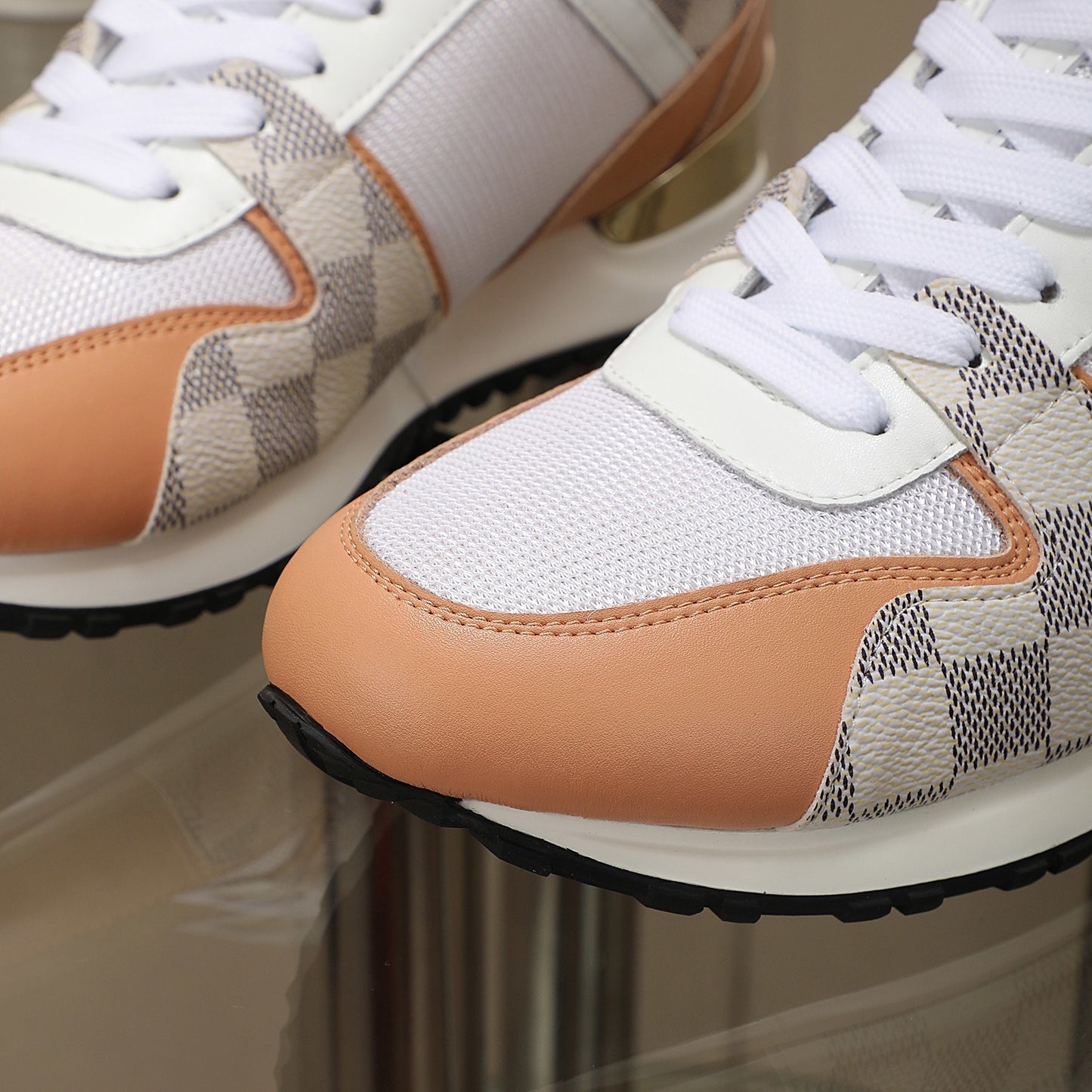 Louis Vuitton Women's Stylish Sneakers With Checkered Patterns And Logo