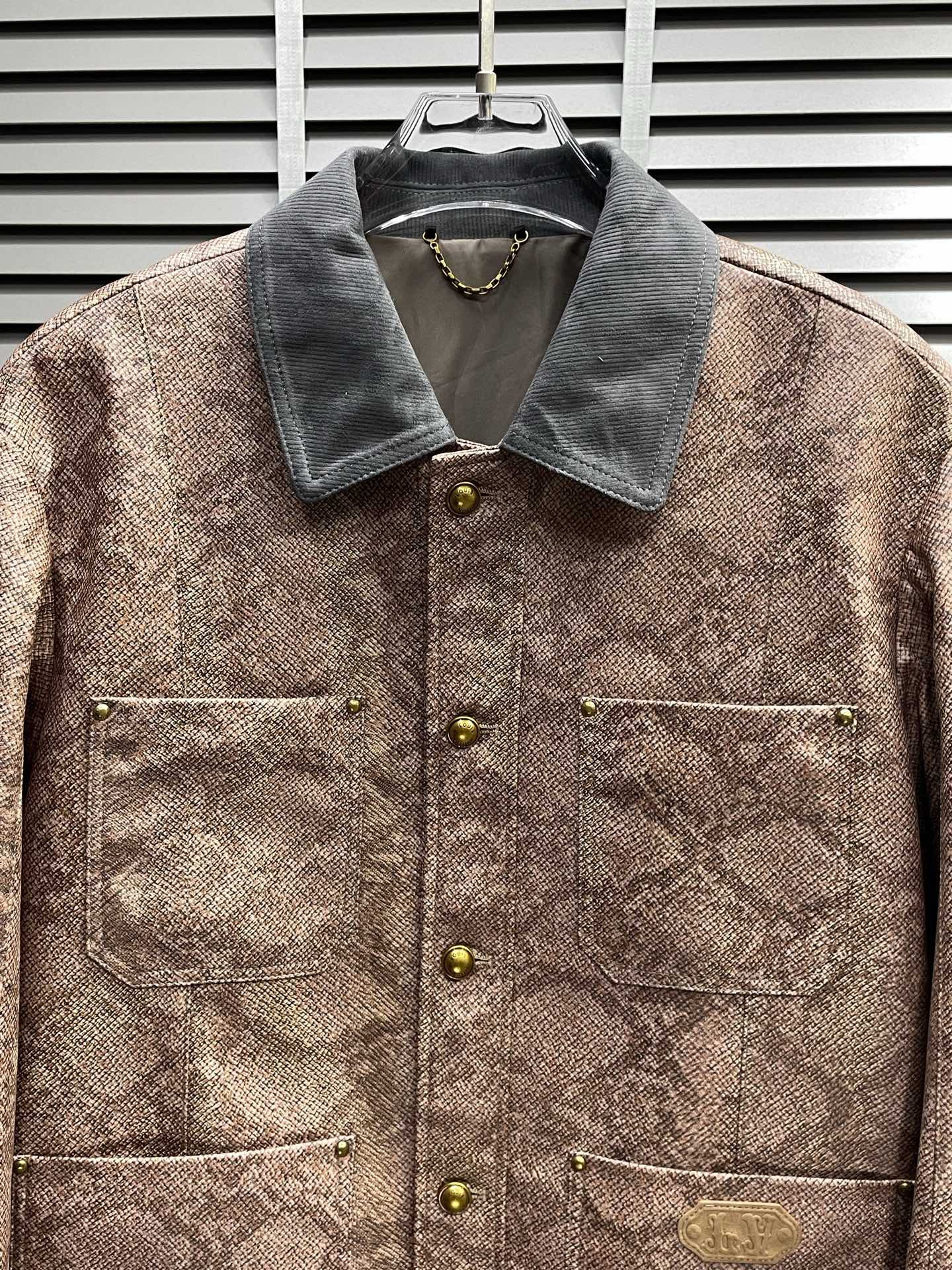 Louis Vuitton Snakeskin Pattern Jacket with Contrast Collar