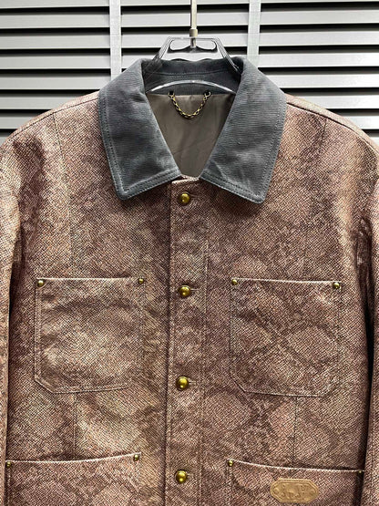 Louis Vuitton Snakeskin Pattern Jacket with Contrast Collar