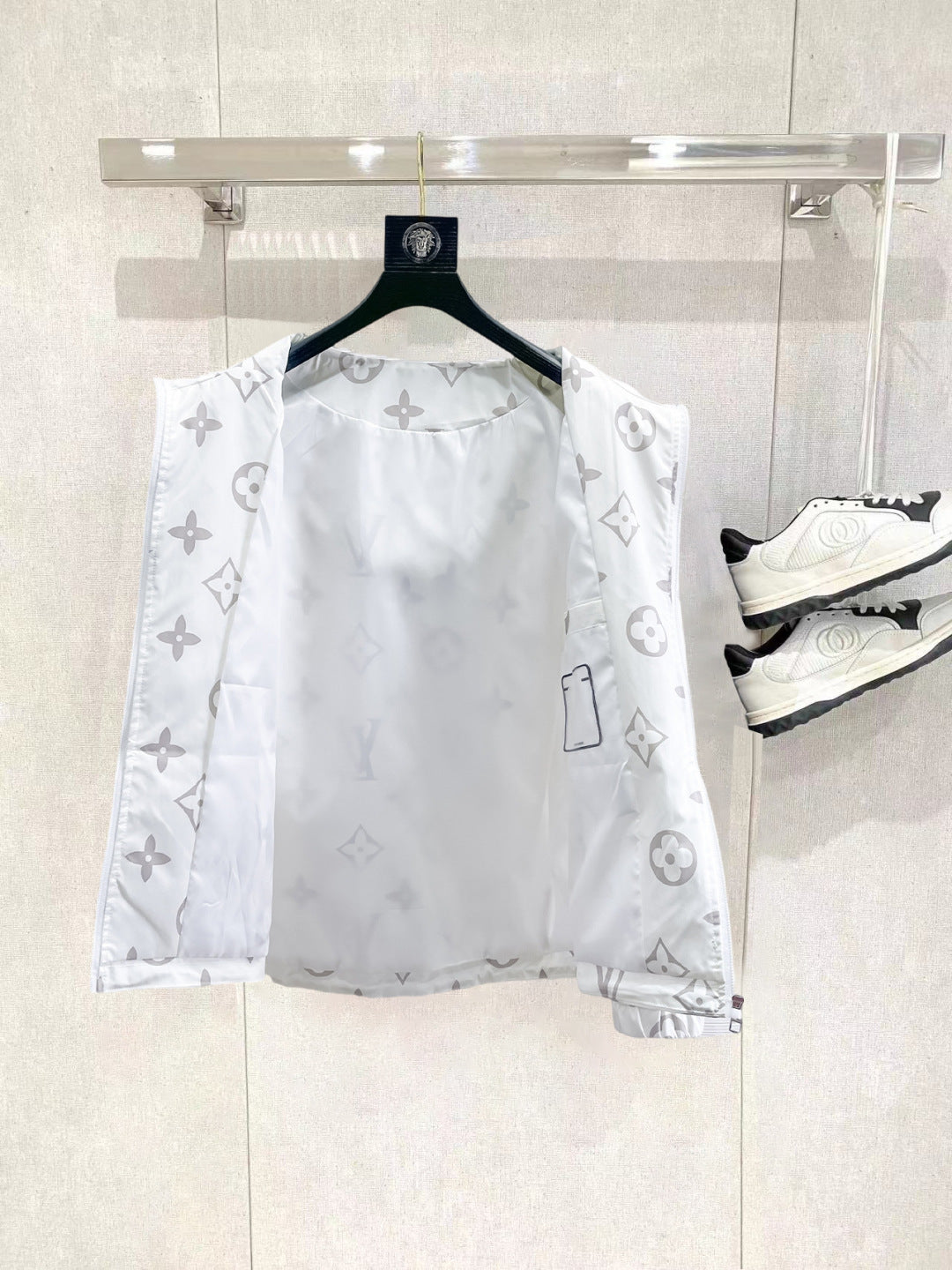 Louis Vuitton Monogram Print Hooded Windbreaker with Zip-Front