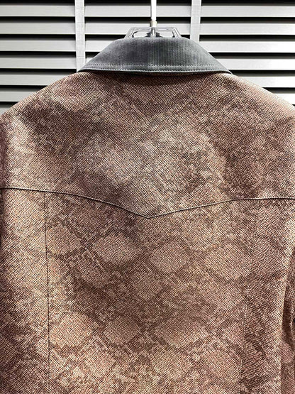 Louis Vuitton Snakeskin Pattern Jacket with Contrast Collar