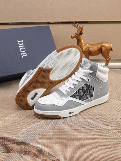 Dior Men's High Top Sneakers with Oblique Pattern and Adjustable Strap