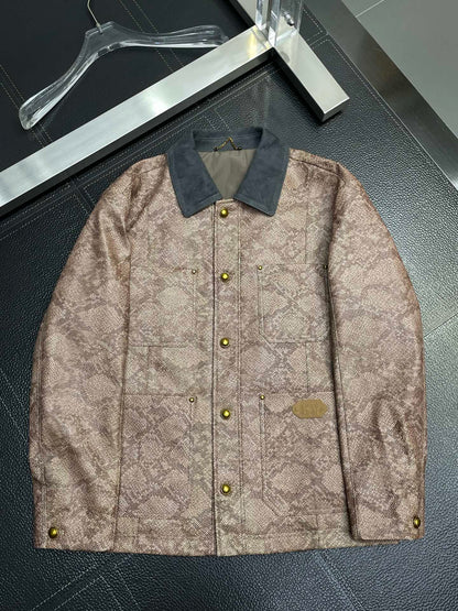 Louis Vuitton Snakeskin Pattern Jacket with Contrast Collar