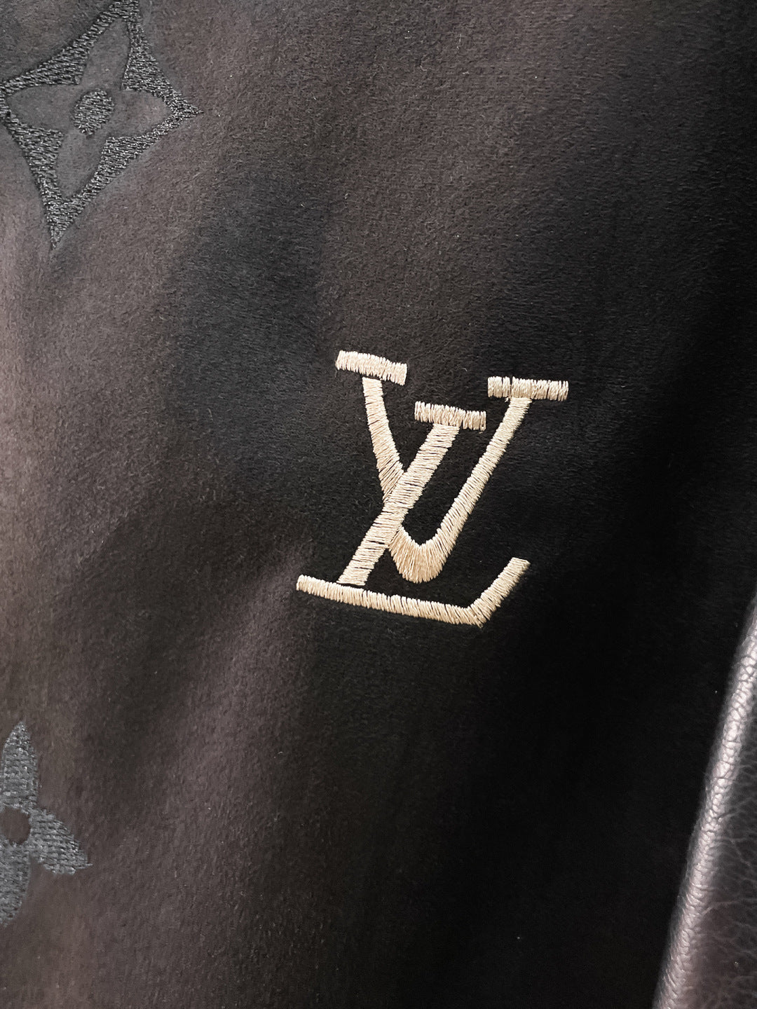 Louis Vuitton Men's Embossed Monogram Hooded Zip-Up Jacket with Contrast Sleeves