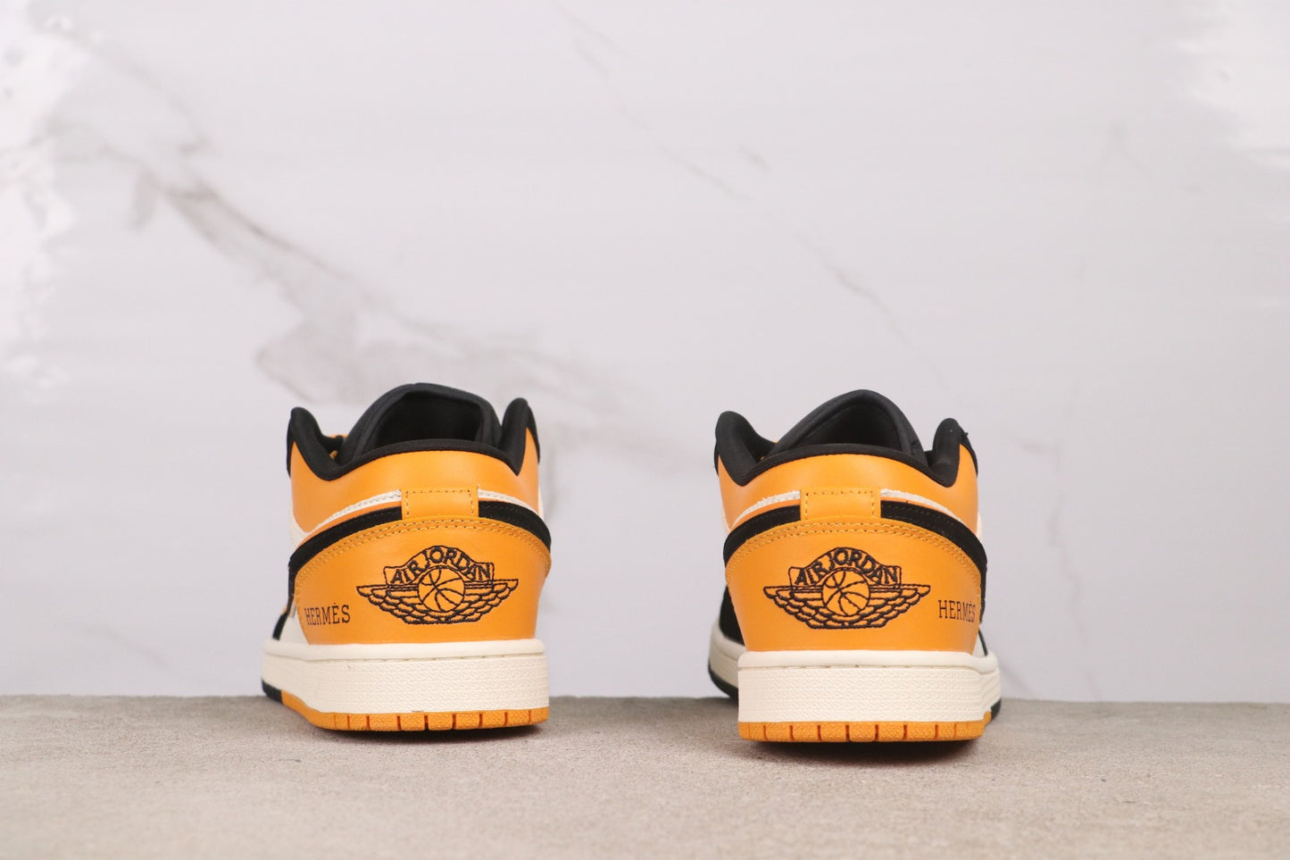 Air Jordan 1 Low Hermes Inspired Orange Black White Casual Sneakers