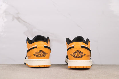 Air Jordan 1 Low Hermes Inspired Orange Black White Casual Sneakers