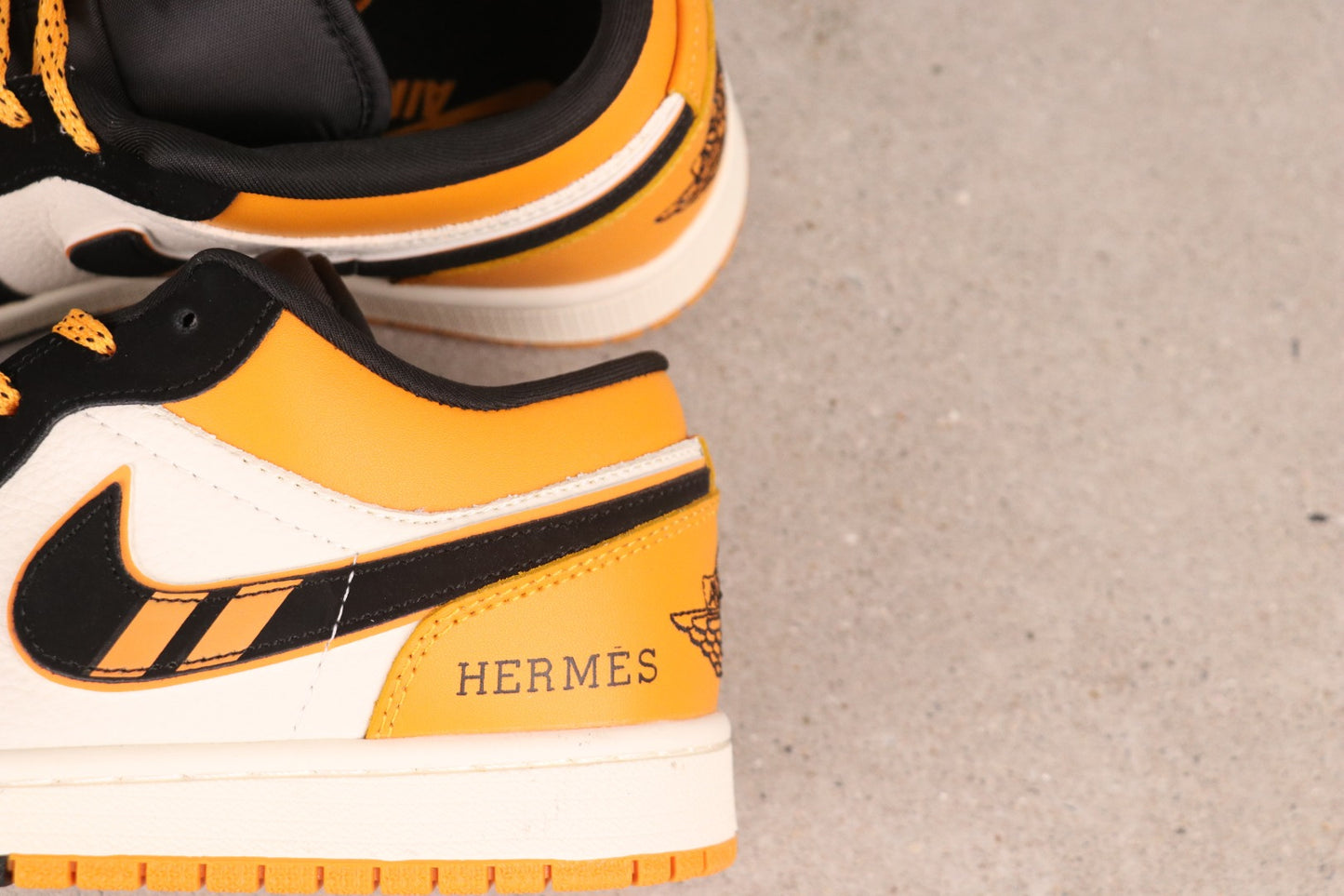 Air Jordan 1 Low Hermes Inspired Orange Black White Casual Sneakers