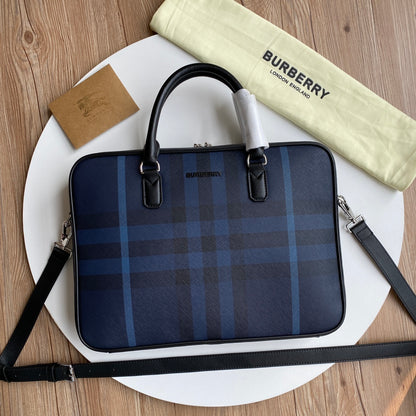 Stylish Burberry Briefcase With Iconic Check Pattern For Sophisticated Business Look Style No.80546751