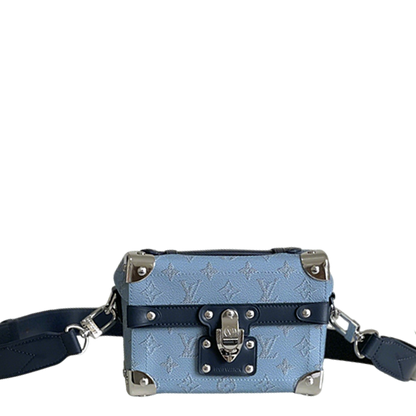 Chic Louis Vuitton Blue Monogram Trunk Bag With Navy Accents And Silver Hardware
