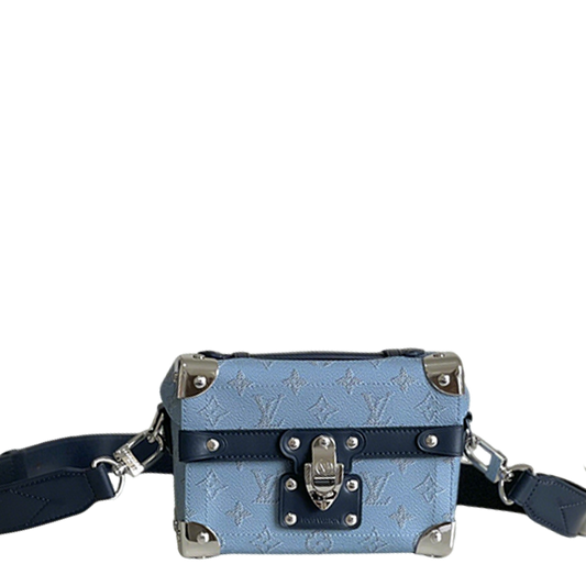 Chic Louis Vuitton Blue Monogram Trunk Bag With Navy Accents And Silver Hardware