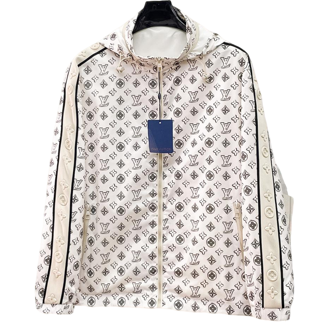 Louis Vuitton Men's Monogram Hooded Zip-Up Jacket with Signature Side Panels