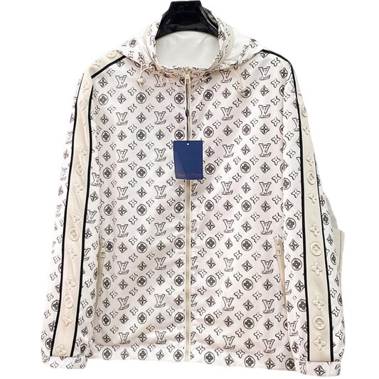 Louis Vuitton Men's Monogram Hooded Zip-Up Jacket with Signature Side Panels