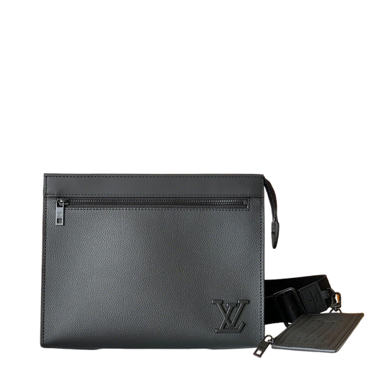 Louis Vuitton Black Leather Crossbody Bag with Signature Logo for Modern Fashionistas M59329