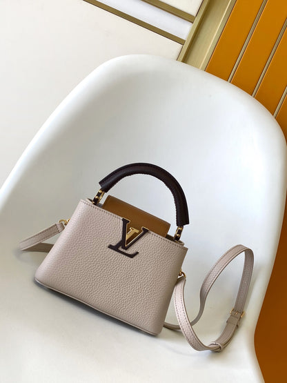 Stylish Louis Vuitton Capucines Bag in Brown Grained Leather for Fashion Enthusiasts 3 colors available