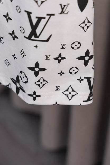 Louis Vuitton Monogram Printed White Short Sleeve T Shirt for Fashion Enthusiasts
