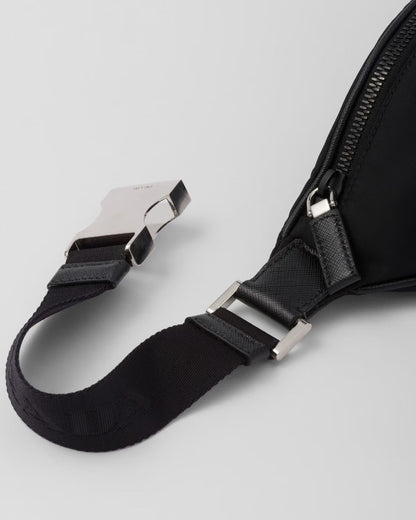 Prada Black Nylon Belt Bag With Signature Triangle Logo 2VL033