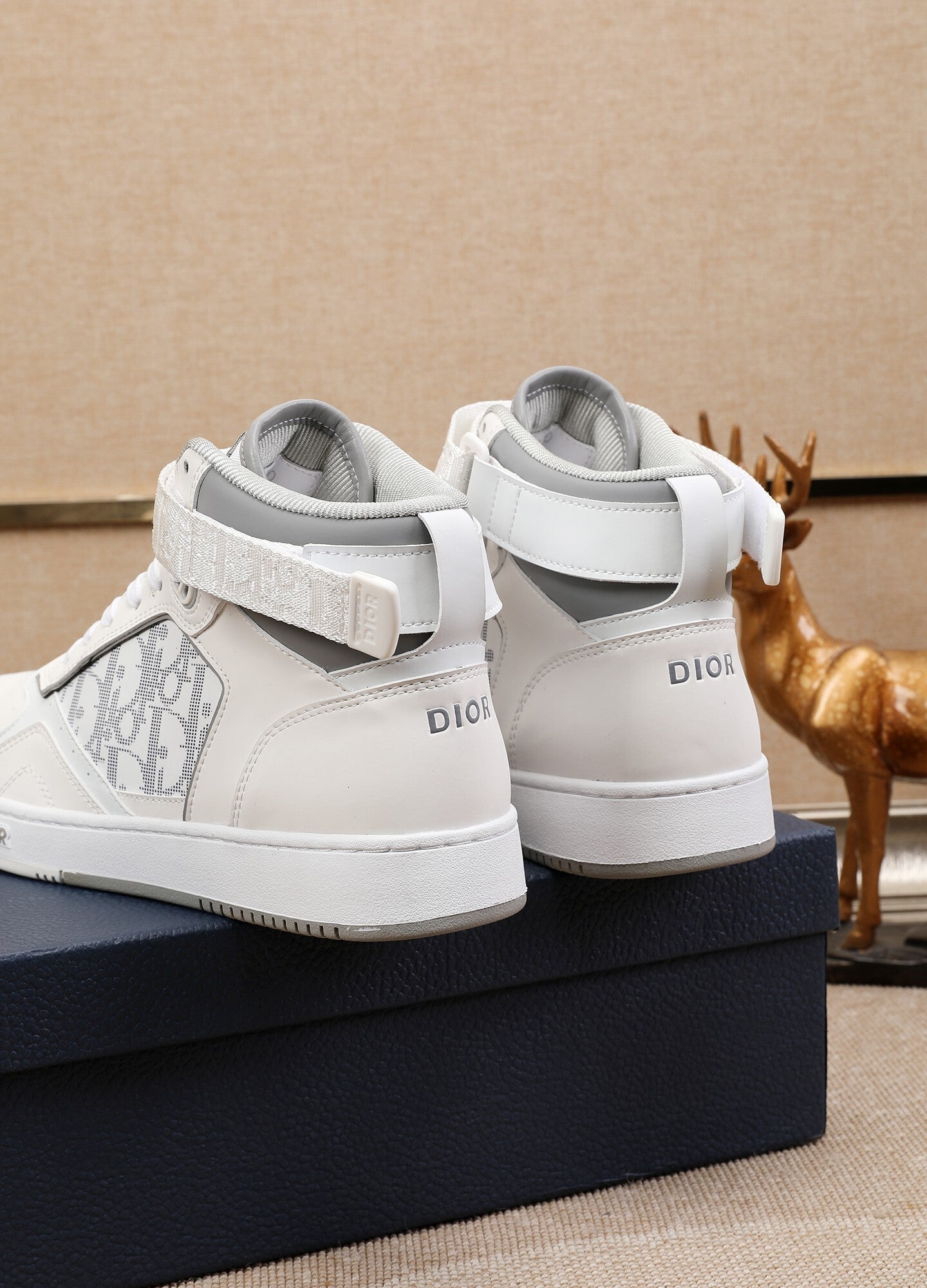 Dior Men's High Top Sneakers with Oblique Pattern and Adjustable Strap