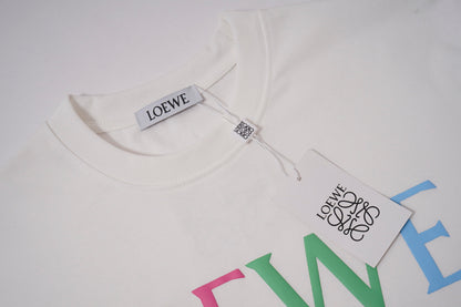 LOEWE Black/White Tee With Colorful 3D Lettering For Trendy High - Fashion Outfits