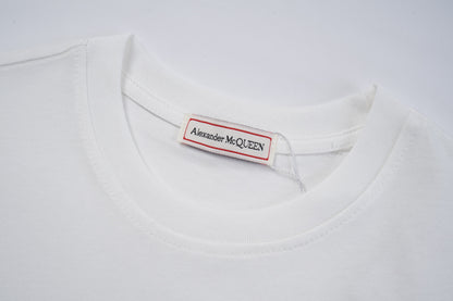 Alexander McQueen White T - Shirt With MQUEEN Lettering And Sailing Ship Graphic