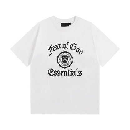 Fear Of God Essentials Black/White Tee With Classic Logo For Trendy Streetwear Looks