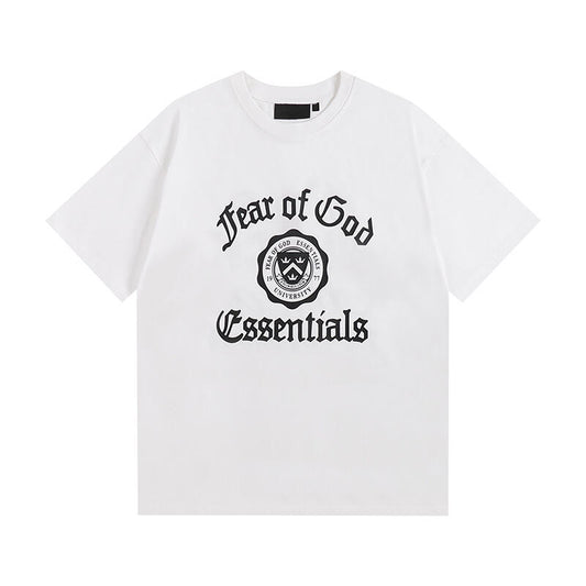 Fear Of God Essentials Black/White Tee With Classic Logo For Trendy Streetwear Looks