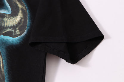 Hellstar Black T Shirt With Bull Head Graphic And We Rock Print