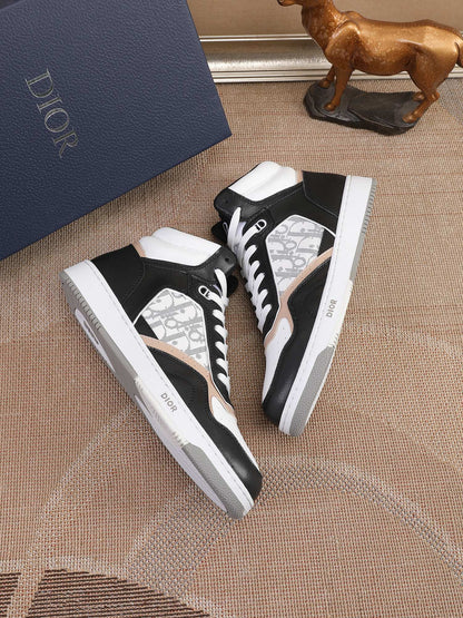 Dior Men's High Top Sneakers with Oblique Pattern and Adjustable Strap