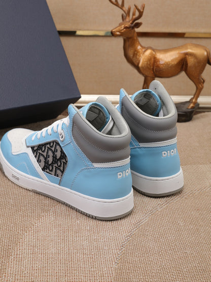 Dior Men's High Top Sneakers with Oblique Pattern and Adjustable Strap