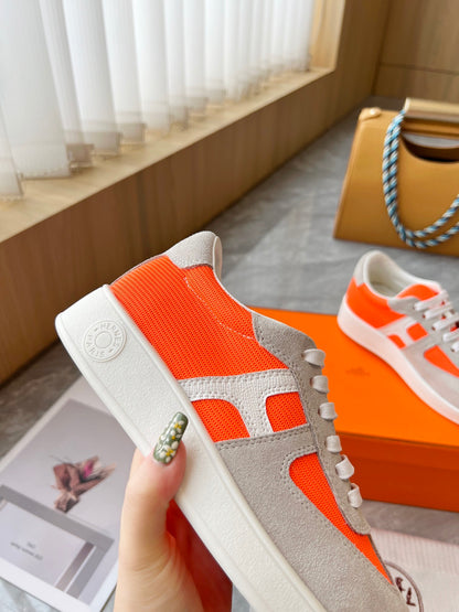 Hermes Women's Sneakers Iconic H Logo Leather Casual Fashion Shoes