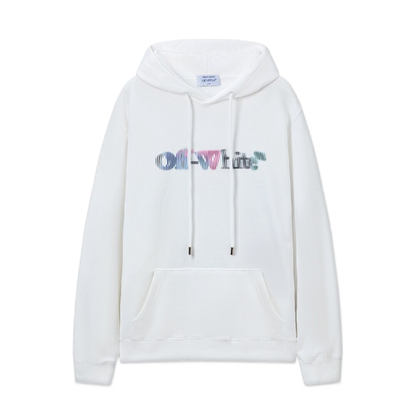 Off White Hoodie With Artistic Angel And Human Interaction Graphic Design