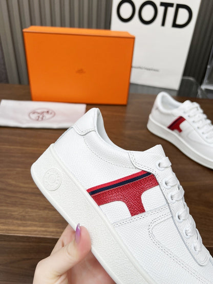 Hermes Women's Sneakers Iconic H Logo Leather Casual Fashion Shoes