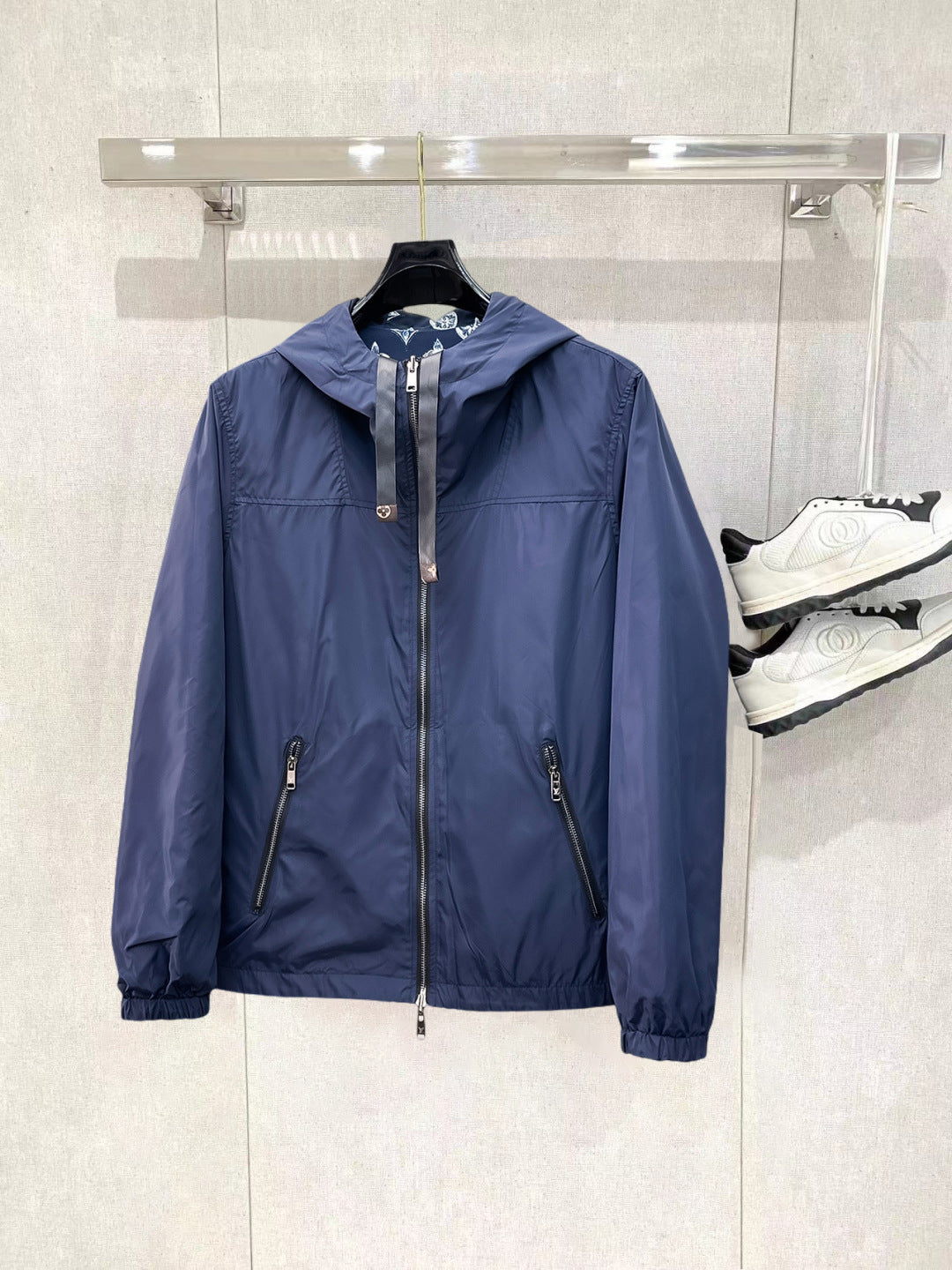 Louis Vuitton Men's Embossed Monogram Hooded Zip-Up Jacket