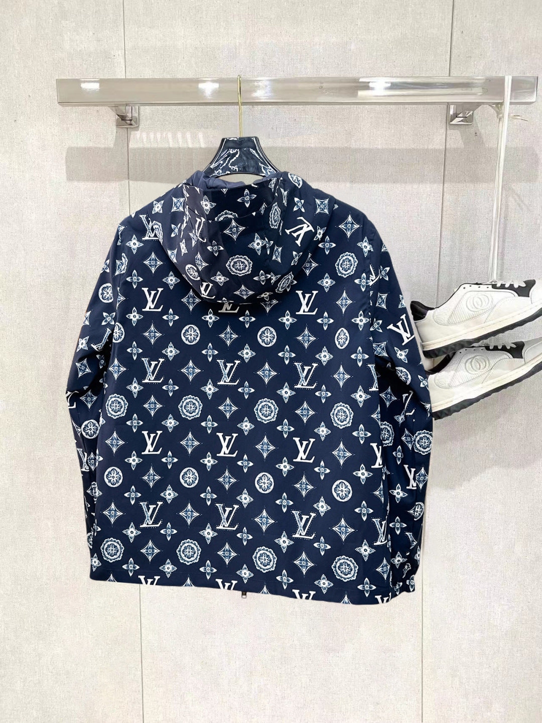Louis Vuitton Men's Embossed Monogram Hooded Zip-Up Jacket