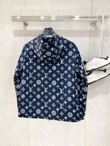 Louis Vuitton Men's Embossed Monogram Hooded Zip-Up Jacket