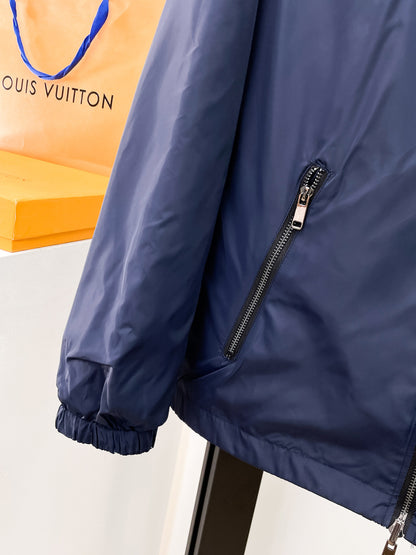 Louis Vuitton Men's Embossed Monogram Hooded Zip-Up Jacket