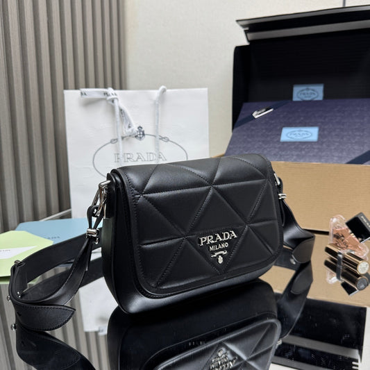 Prada White Quilted Leather Crossbody Bag With Brand Logo