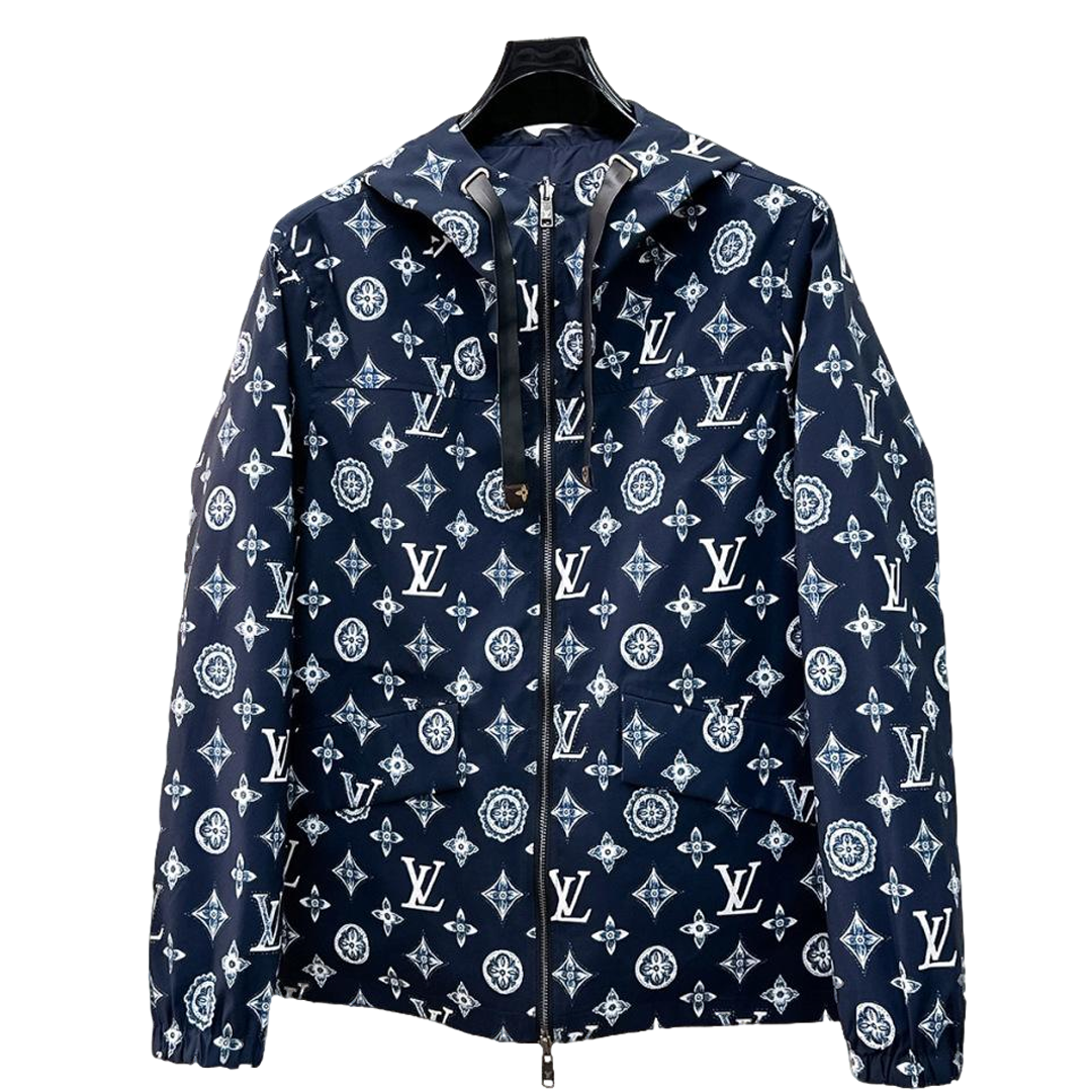Louis Vuitton Men's Embossed Monogram Hooded Zip-Up Jacket