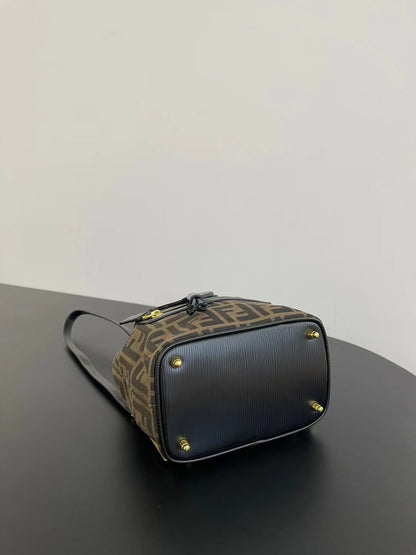 Elegant Fendi Mini Backpack With Iconic FF Pattern And Gold - Tone Hardware 185