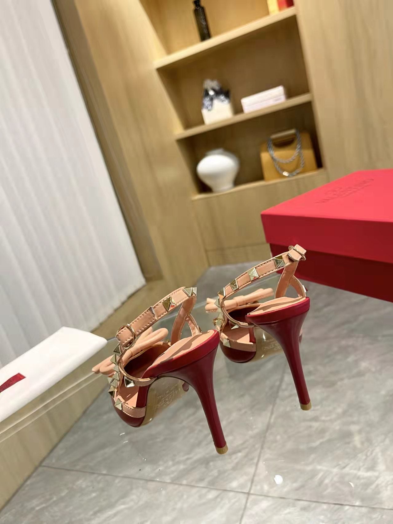 Valentino Women's Rockstud Bow Slingback Pumps Luxury Pointed Toe High Heels