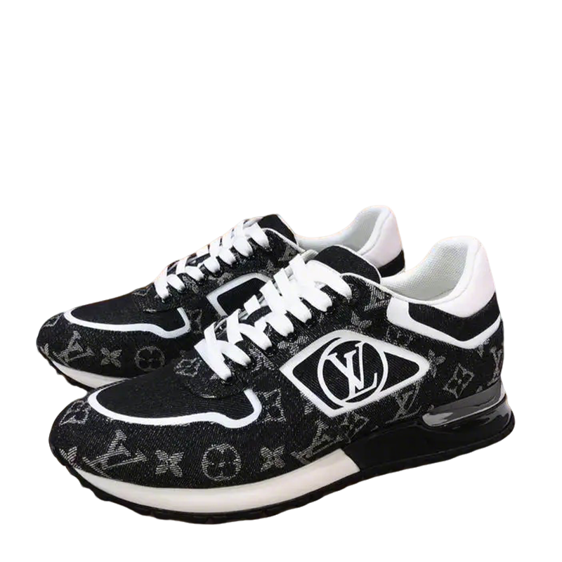 Louis Vuitton Men's Black Monogram Sneakers With Iconic LV Logo