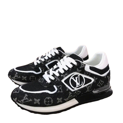 Louis Vuitton Men's Black Monogram Sneakers With Iconic LV Logo