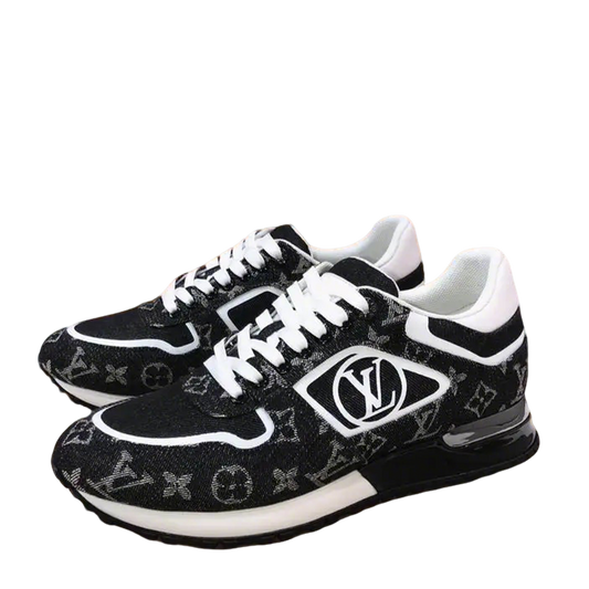 Louis Vuitton Men's Black Monogram Sneakers With Iconic LV Logo
