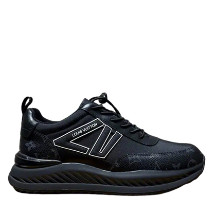 Louis Vuitton Men's Black Fashion Sneakers With Distinctive Branding